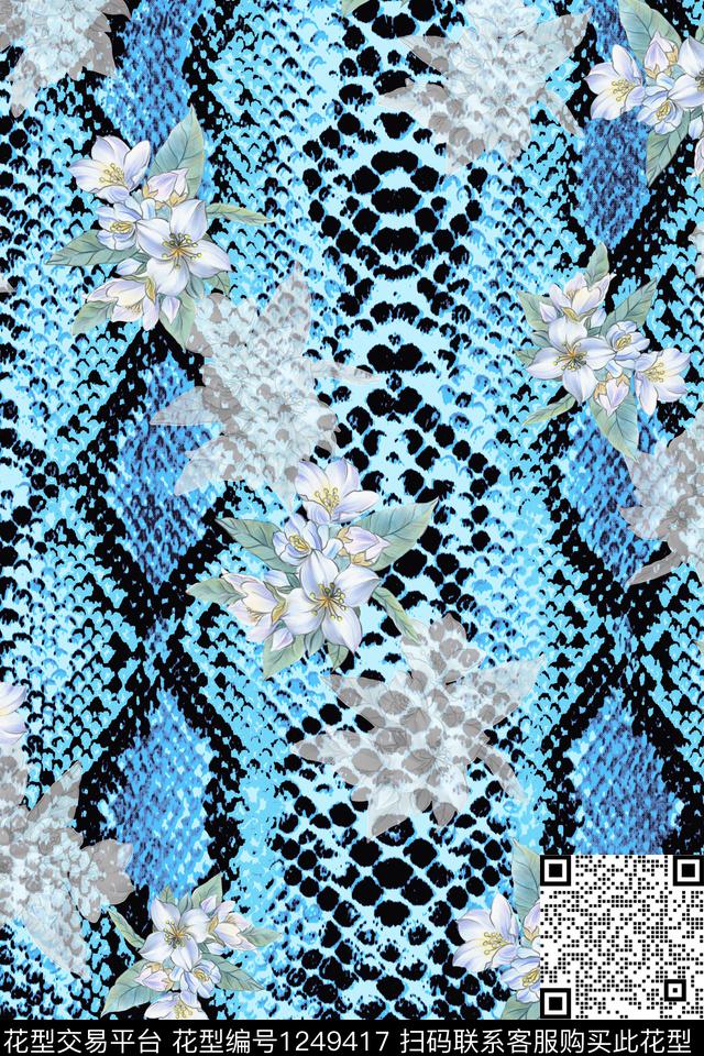 动物纹底纹花卉数码印花华亿平台下载（图片编号: 1249417） - 瓦栏（Walan）