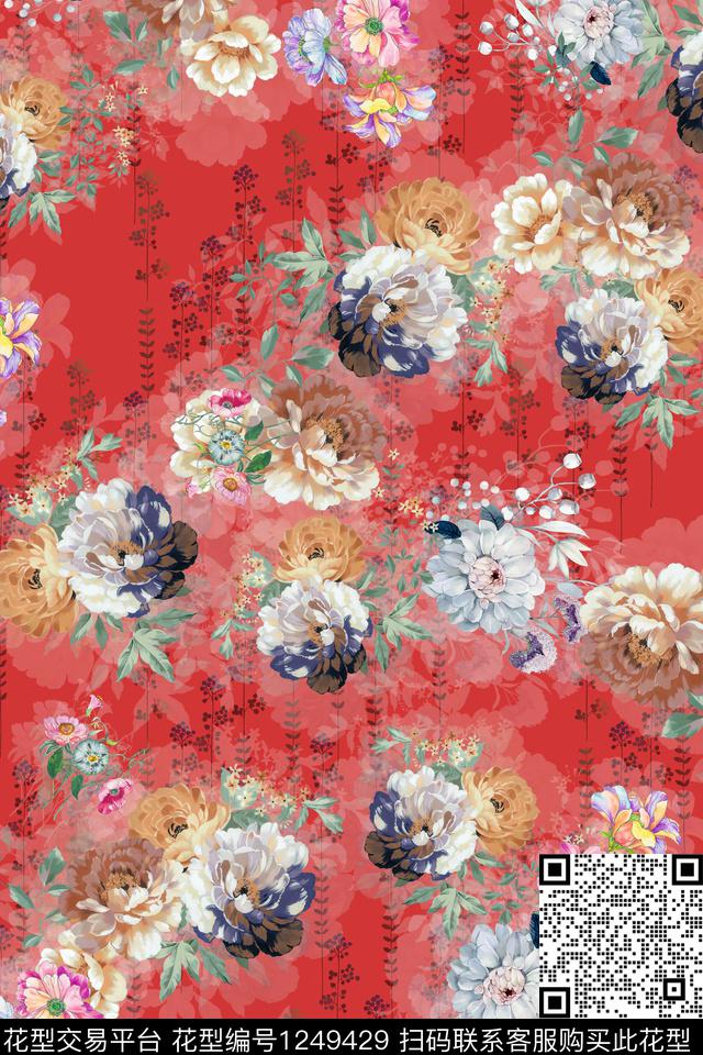 清爽花卉底纹数码印花华亿平台下载（图片编号: 1249429） - 瓦栏（Walan）