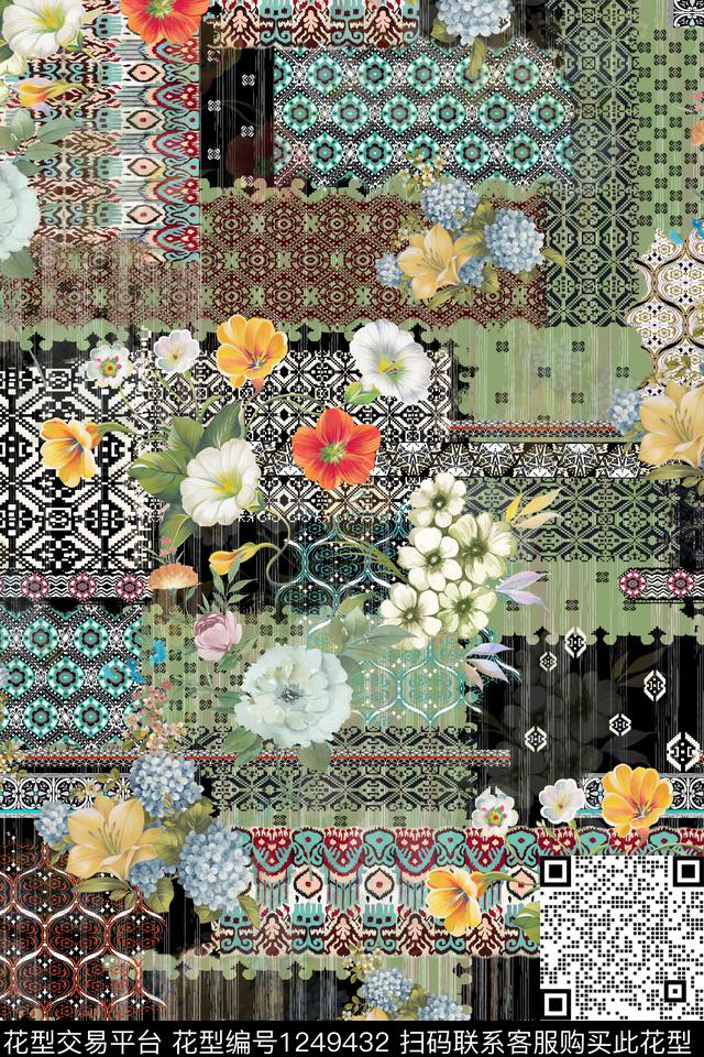 清爽花卉底纹数码印花华亿平台下载（图片编号: 1249432） - 瓦栏（Walan）