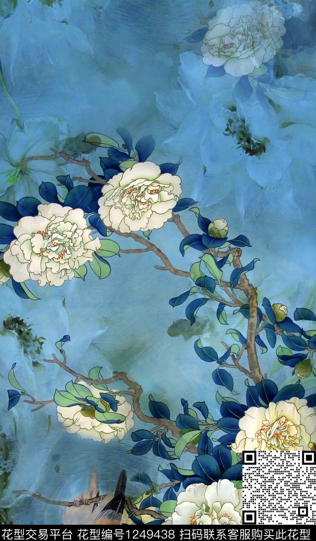 定位花旗袍数码定位花数码印花华亿平台下载（图片编号: 1249438） - 瓦栏（Walan）