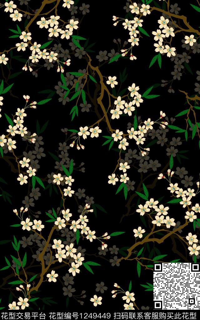 竹子小碎花花卉传统印花华亿平台下载（图片编号: 1249449） - 瓦栏（Walan）