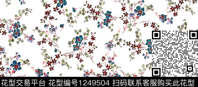 手绘花卉电脑合成数码印花华亿平台下载（图片编号: 1249504） - 瓦栏（Walan）