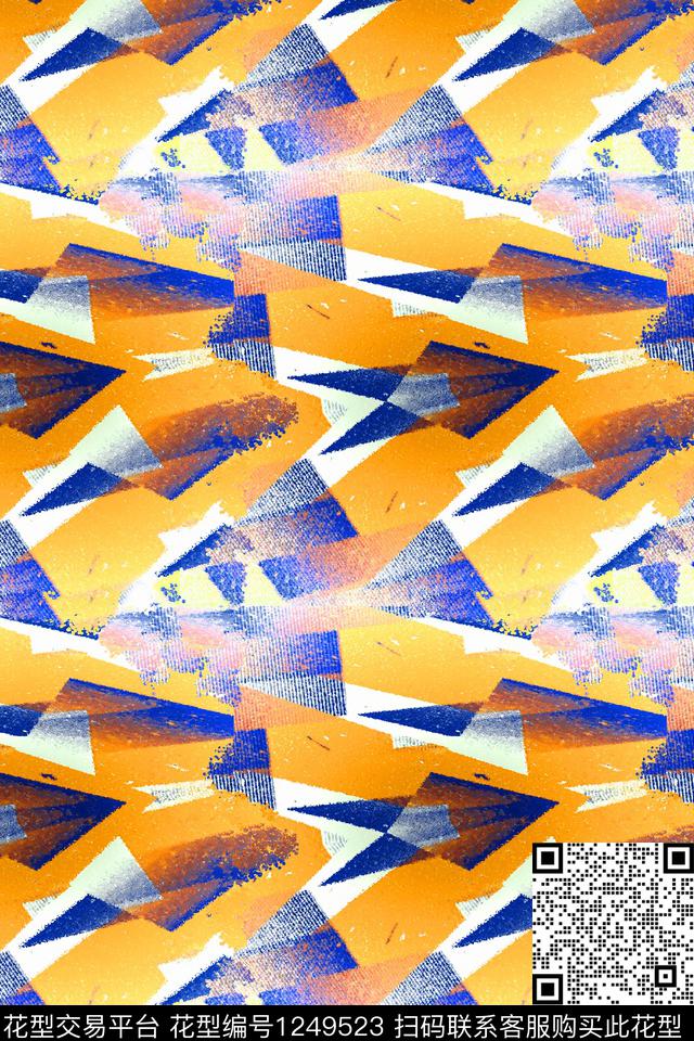 抽象男装几何3D立体数码印花华亿平台下载（图片编号: 1249523） - 瓦栏（Walan）