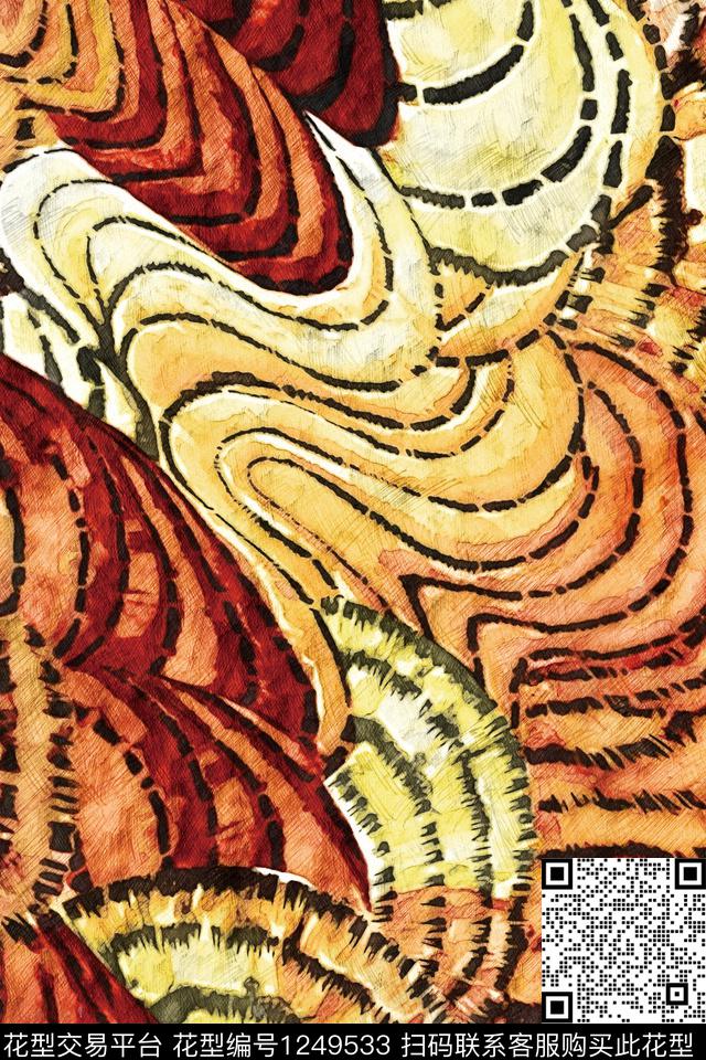 手绘趣味抽象数码印花华亿平台下载（图片编号: 1249533） - 瓦栏（Walan）