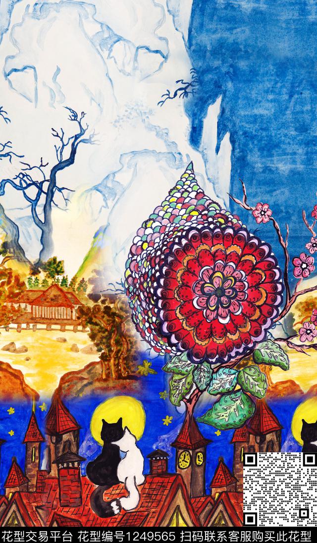 数码定位花油画华亿平台国画数码印花华亿平台下载（图片编号: 1249565） - 瓦栏（Walan）