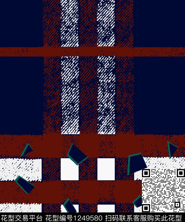 几何抽象巴宝莉格子传统印花华亿平台下载（图片编号: 1249580） - 瓦栏（Walan）