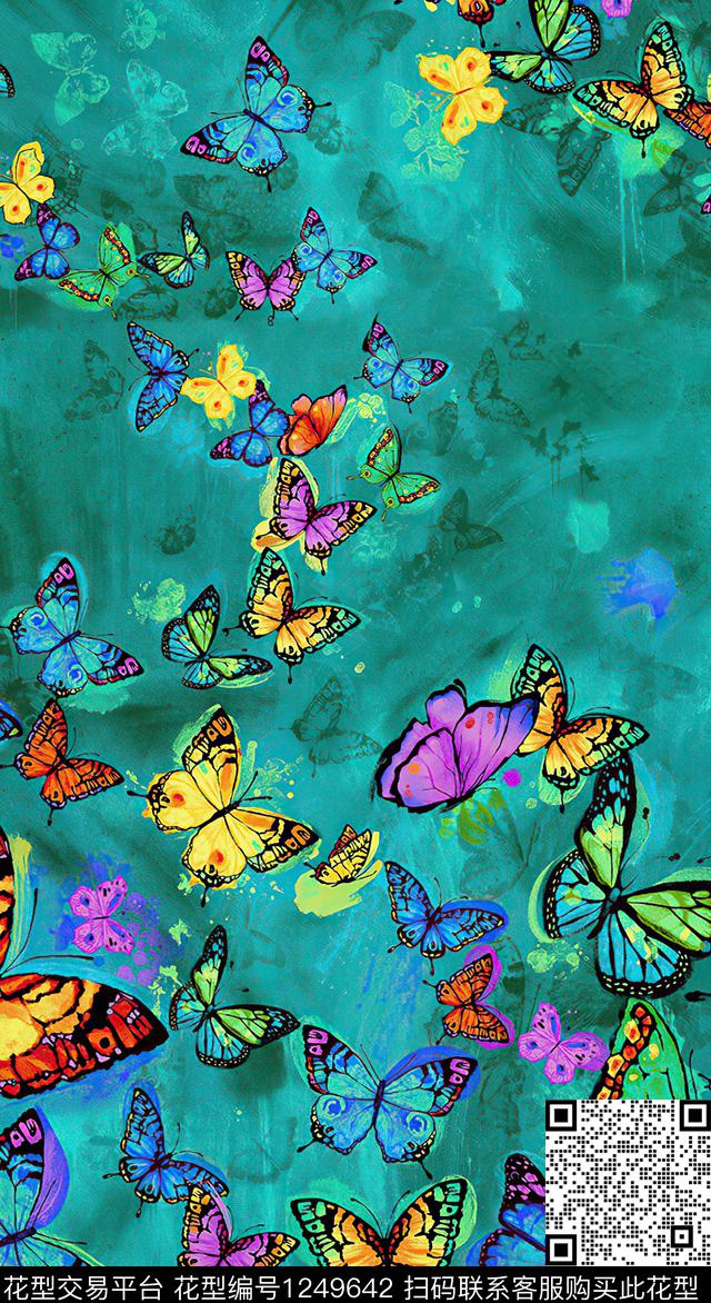 定位花秋冬华亿平台蝴蝶数码印花华亿平台下载（图片编号: 1249642） - 瓦栏（Walan）