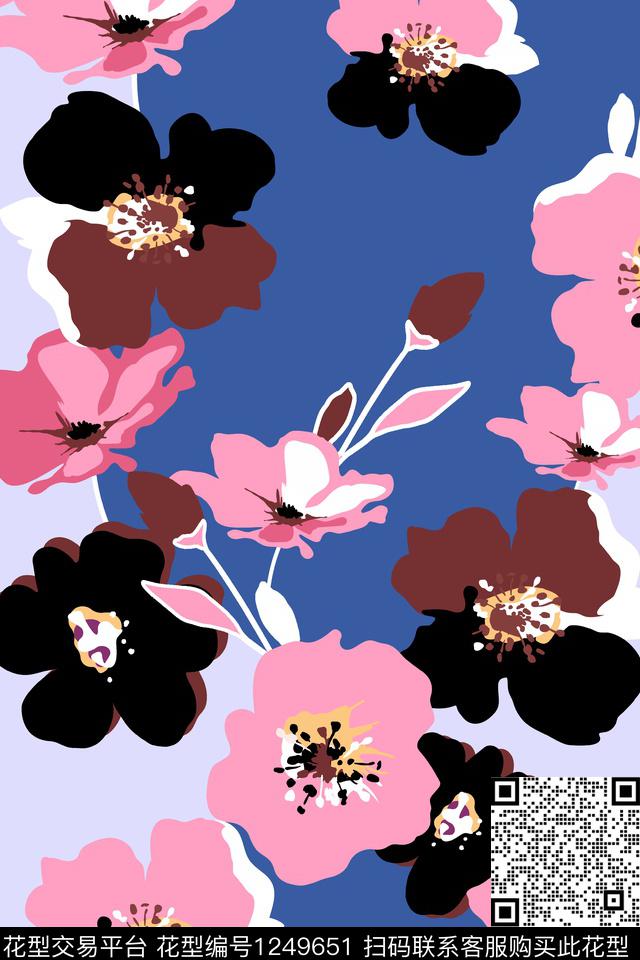 花卉清爽底花卉大牌风传统印花华亿平台下载（图片编号: 1249651） - 瓦栏（Walan）