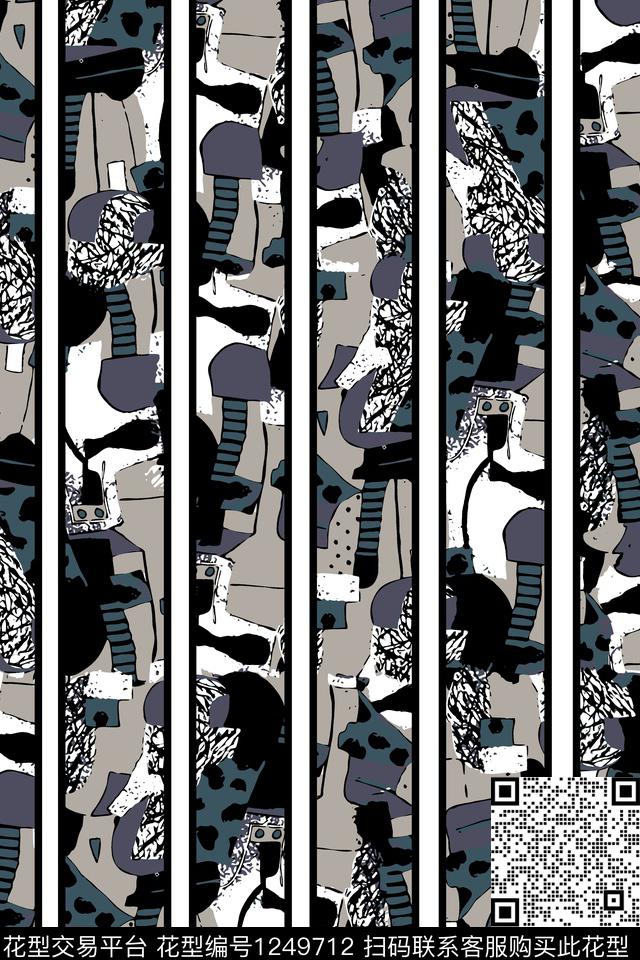 几何抽象条纹传统印花华亿平台下载（图片编号: 1249712） - 瓦栏（Walan）