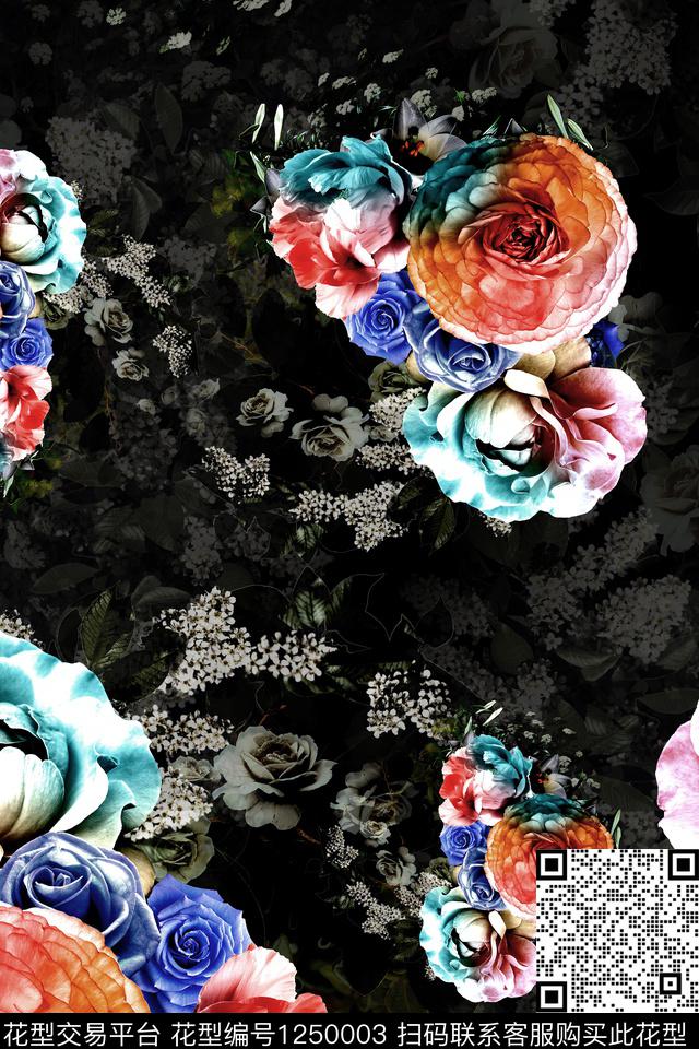 花卉女装中国风数码印花华亿平台下载（图片编号: 1250003） - 瓦栏（Walan）