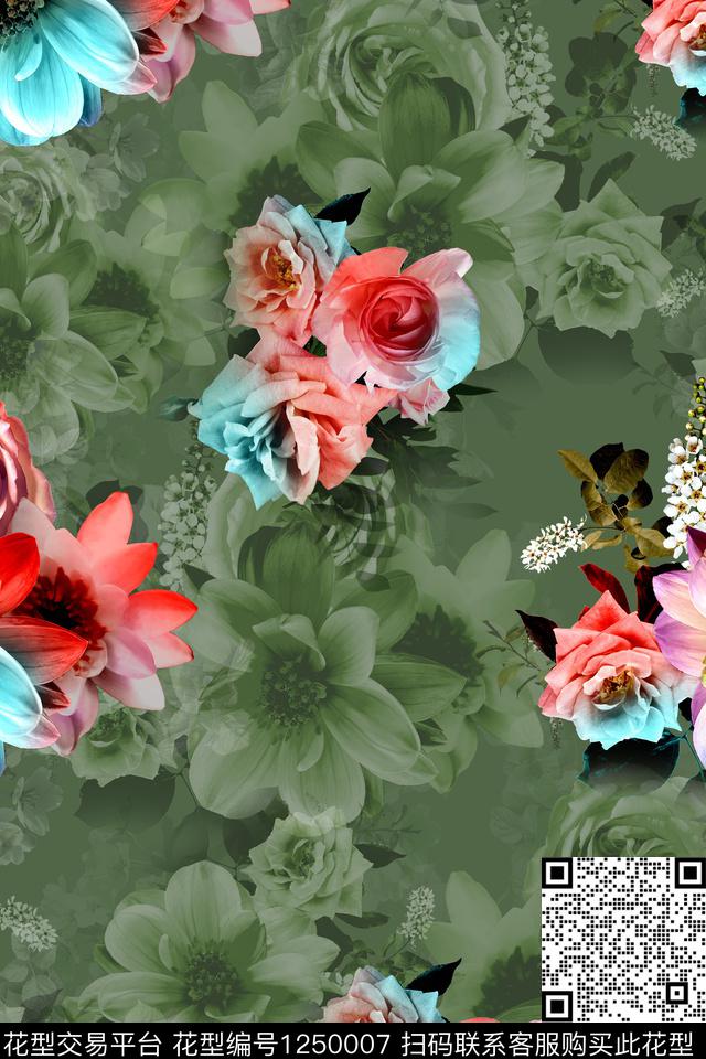 花卉女装中国风数码印花华亿平台下载（图片编号: 1250007） - 瓦栏（Walan）