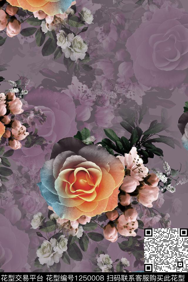 花卉女装中国风数码印花华亿平台下载（图片编号: 1250008） - 瓦栏（Walan）