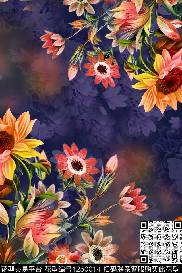 花卉女装中国风数码印花华亿平台下载（图片编号: 1250014） - 瓦栏（Walan）