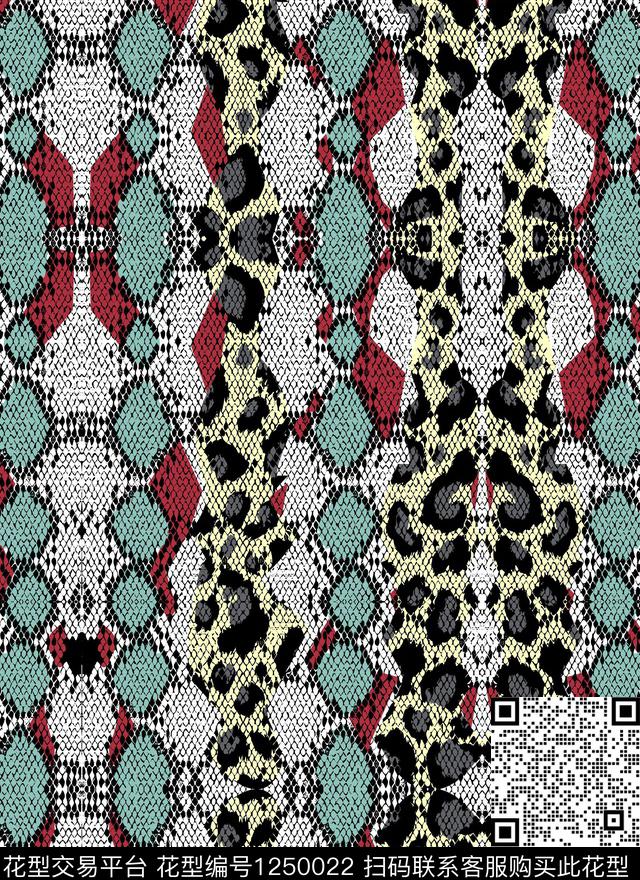 动物纹蛇纹电脑合成数码印花华亿平台下载（图片编号: 1250022） - 瓦栏（Walan）