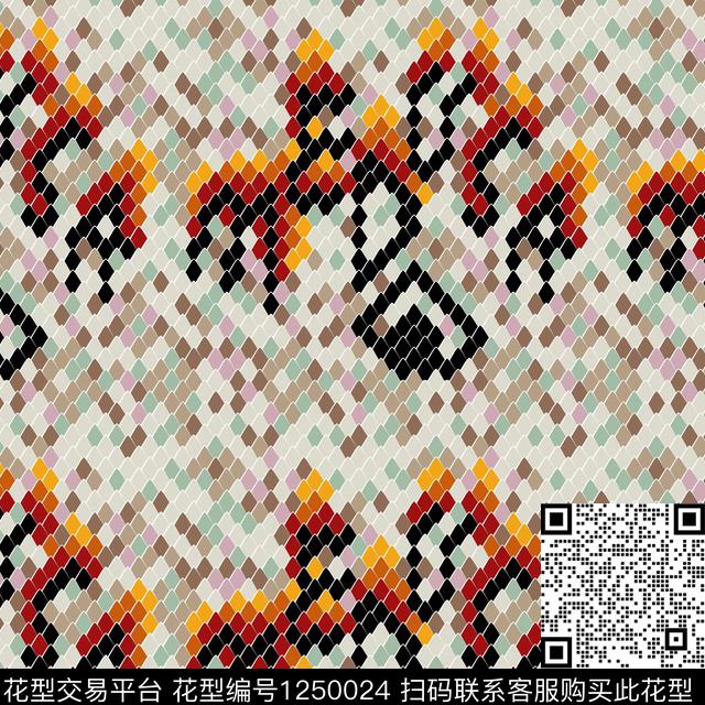 趣味民族风电脑合成数码印花华亿平台下载（图片编号: 1250024） - 瓦栏（Walan）