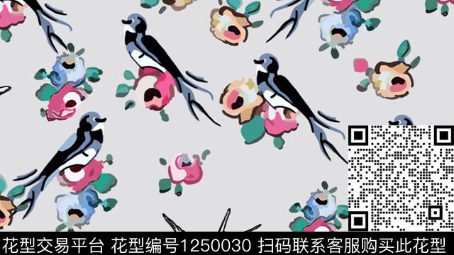 动物合成喜鹊数码印花华亿平台下载（图片编号: 1250030） - 瓦栏（Walan）