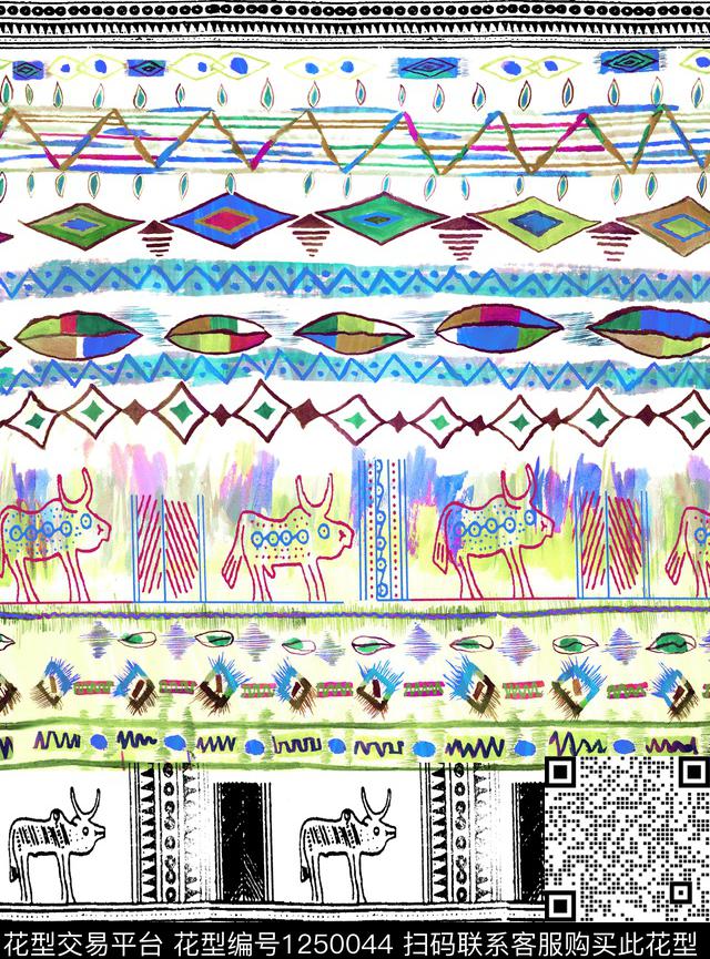 趣味民族风电脑合成数码印花华亿平台下载（图片编号: 1250044） - 瓦栏（Walan）