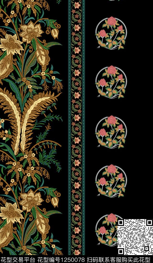 植物定位花花卉数码印花华亿平台下载（图片编号: 1250078） - 瓦栏（Walan）