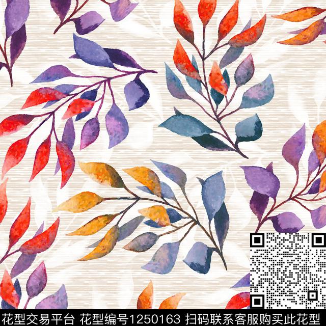 花卉水彩肌理数码印花华亿平台下载（图片编号: 1250163） - 瓦栏（Walan）