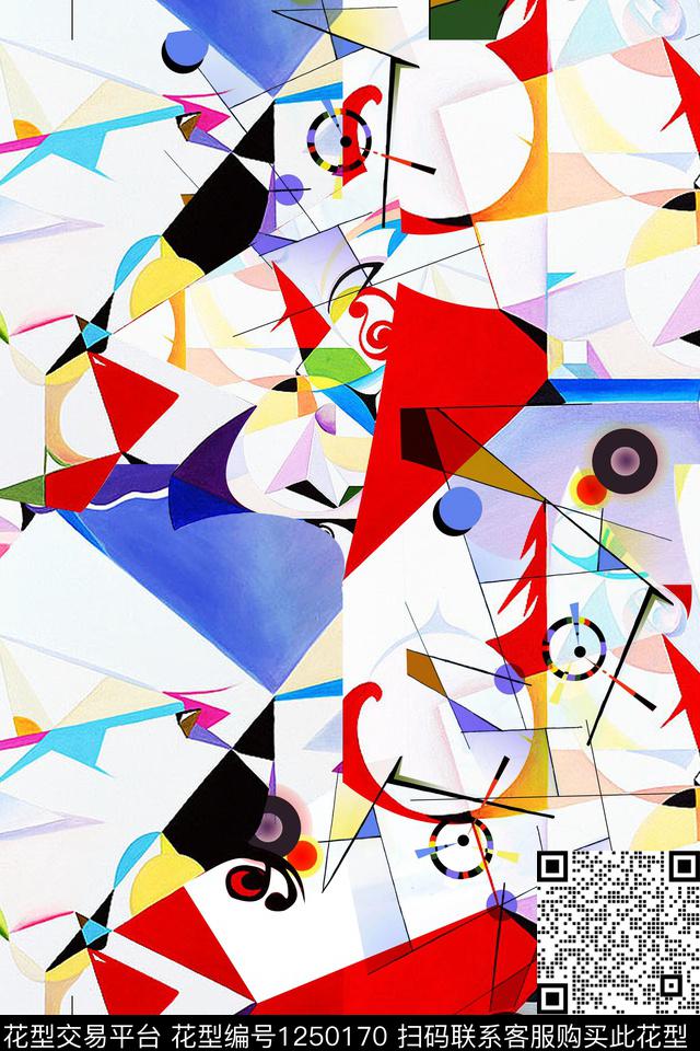 几何抽象面料数码印花华亿平台下载（图片编号: 1250170） - 瓦栏（Walan）