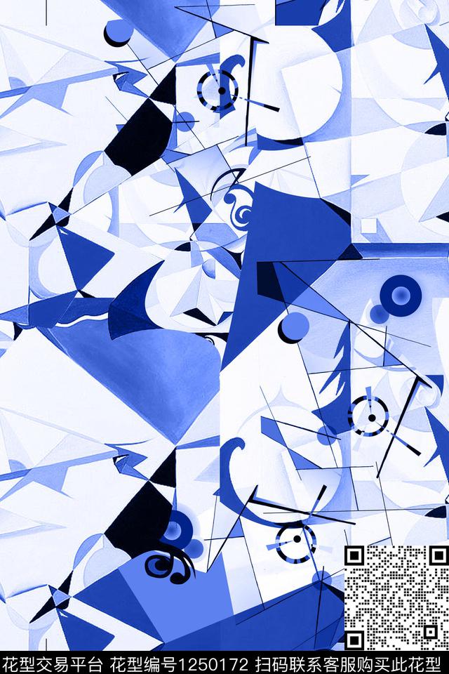 几何抽象面料数码印花华亿平台下载（图片编号: 1250172） - 瓦栏（Walan）