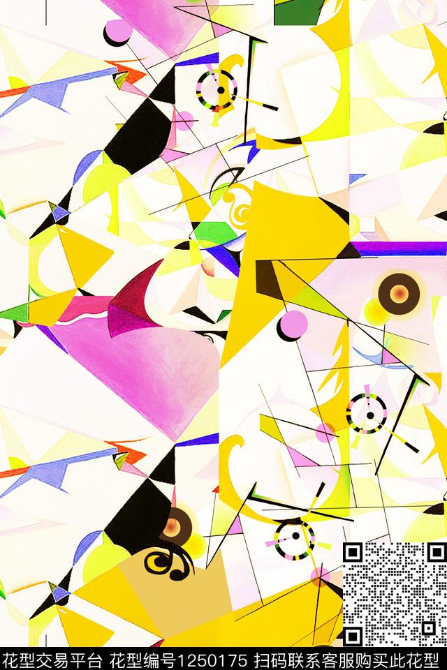 几何抽象面料数码印花华亿平台下载（图片编号: 1250175） - 瓦栏（Walan）