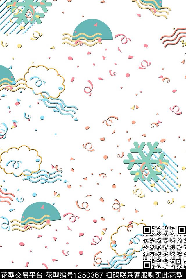 几何卡通面料数码印花华亿平台下载（图片编号: 1250367） - 瓦栏（Walan）