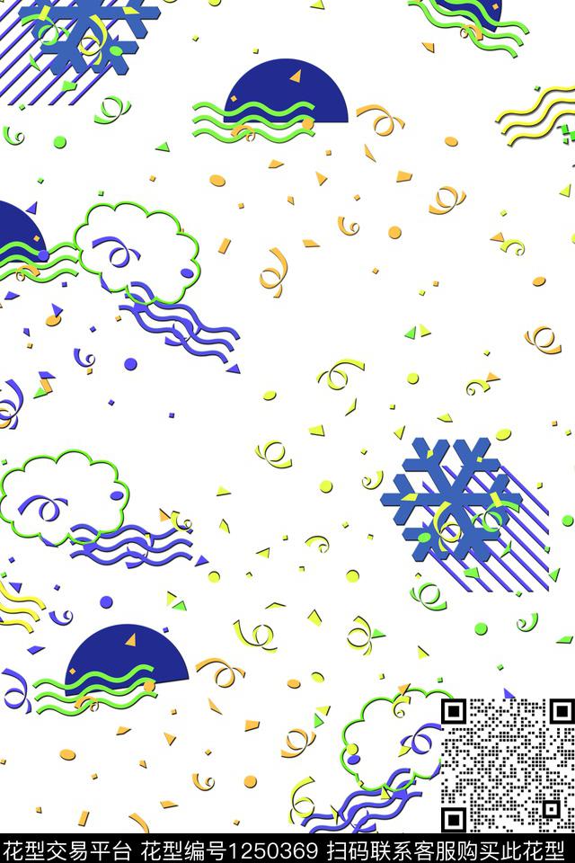 几何卡通面料数码印花华亿平台下载（图片编号: 1250369） - 瓦栏（Walan）