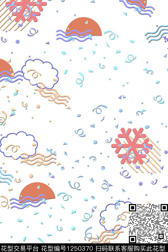 几何卡通面料数码印花华亿平台下载（图片编号: 1250370） - 瓦栏（Walan）