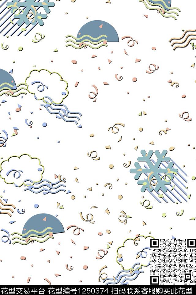 几何卡通面料数码印花华亿平台下载（图片编号: 1250374） - 瓦栏（Walan）