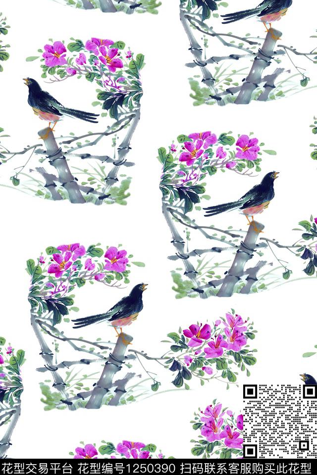 水墨风素雅旗袍数码印花华亿平台下载（图片编号: 1250390） - 瓦栏（Walan）