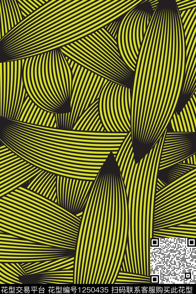 几何浮雕轮廓绿植树叶数码印花华亿平台下载（图片编号: 1250435） - 瓦栏（Walan）