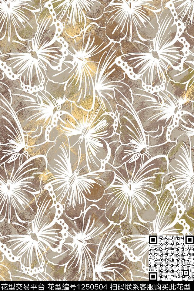 数码华亿平台大牌风花卉蝴蝶数码印花华亿平台下载（图片编号: 1250504） - 瓦栏（Walan）