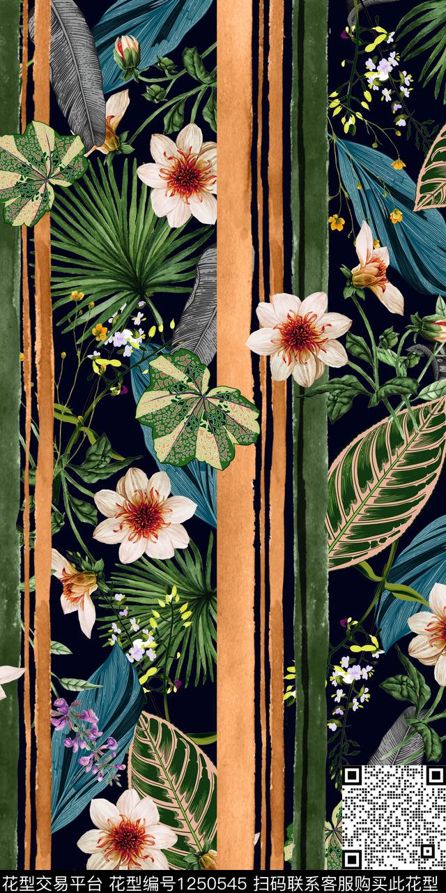 手绘大牌风素雅数码印花华亿平台下载（图片编号: 1250545） - 瓦栏（Walan）