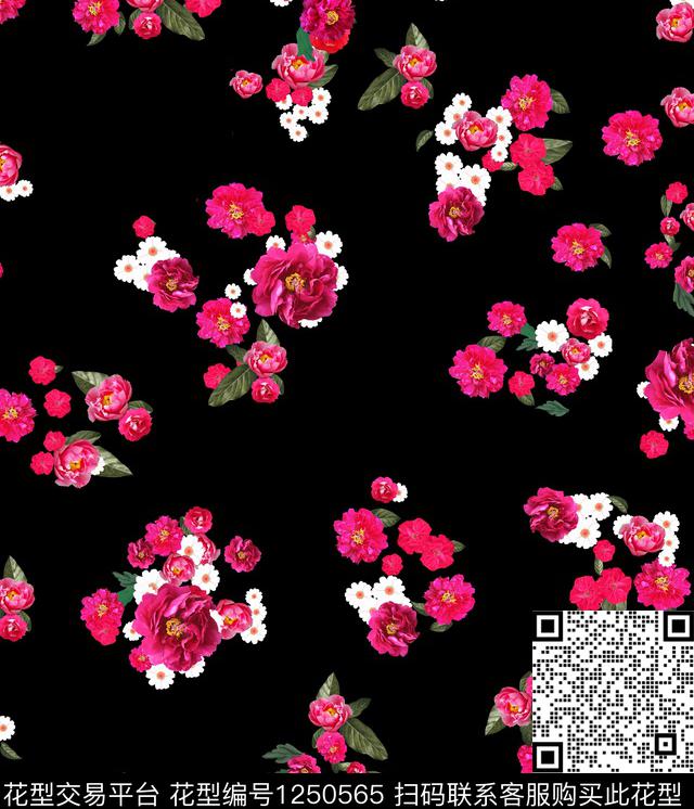 花卉大牌风年轻女性数码印花华亿平台下载（图片编号: 1250565） - 瓦栏（Walan）