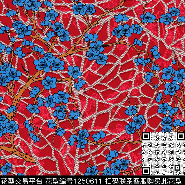 中国风冰纹小梅花传统印花华亿平台下载（图片编号: 1250611） - 瓦栏（Walan）