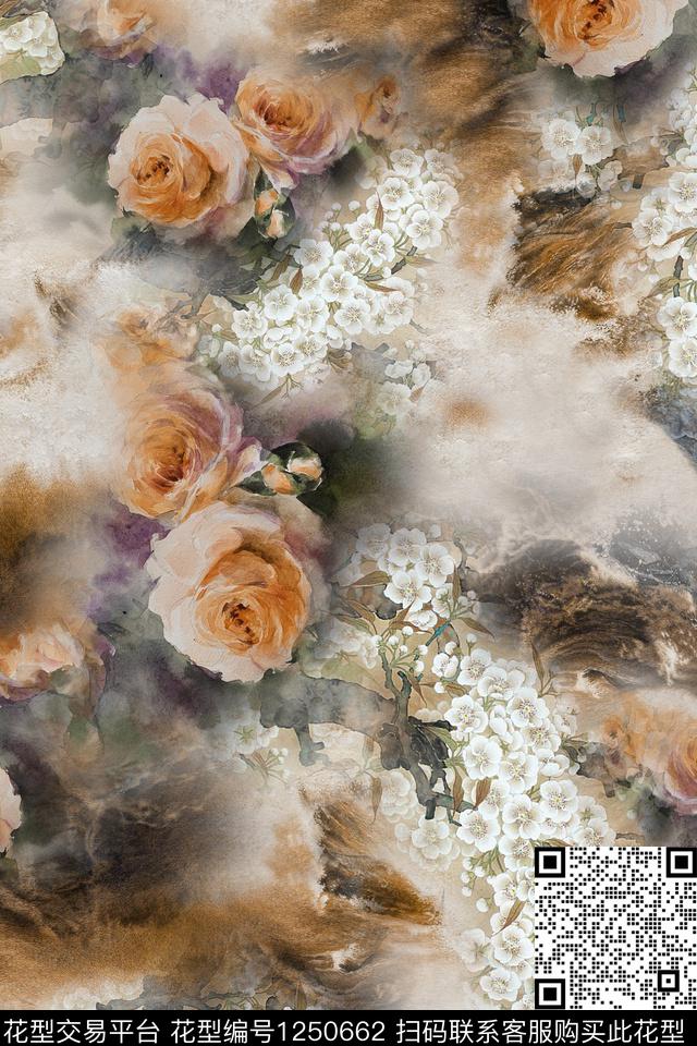 大牌风香云纱中国风数码印花华亿平台下载（图片编号: 1250662） - 瓦栏（Walan）