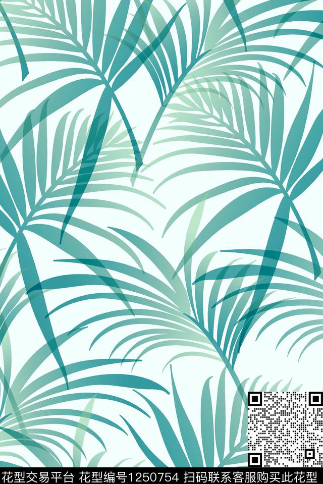 大牌风数码华亿平台绿植树叶数码印花华亿平台下载（图片编号: 1250754） - 瓦栏（Walan）