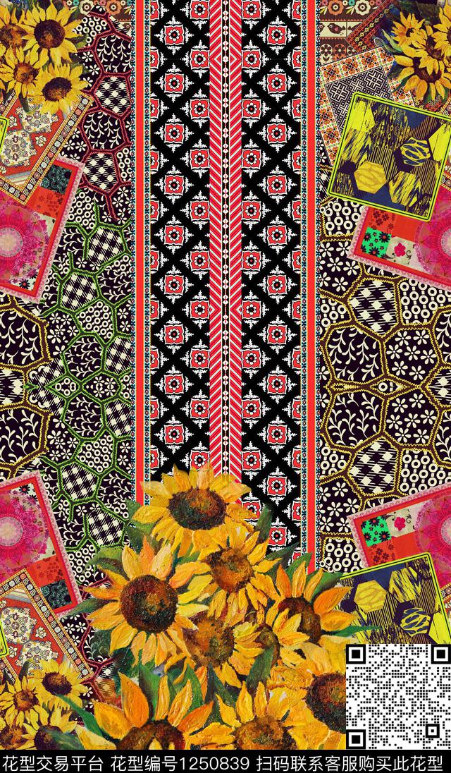 波西米亚民族风花纹数码印花华亿平台下载（图片编号: 1250839） - 瓦栏（Walan）