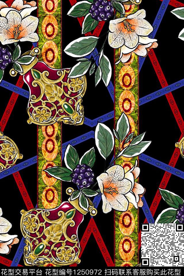 花卉数码华亿平台民族风数码印花华亿平台下载（图片编号: 1250972） - 瓦栏（Walan）