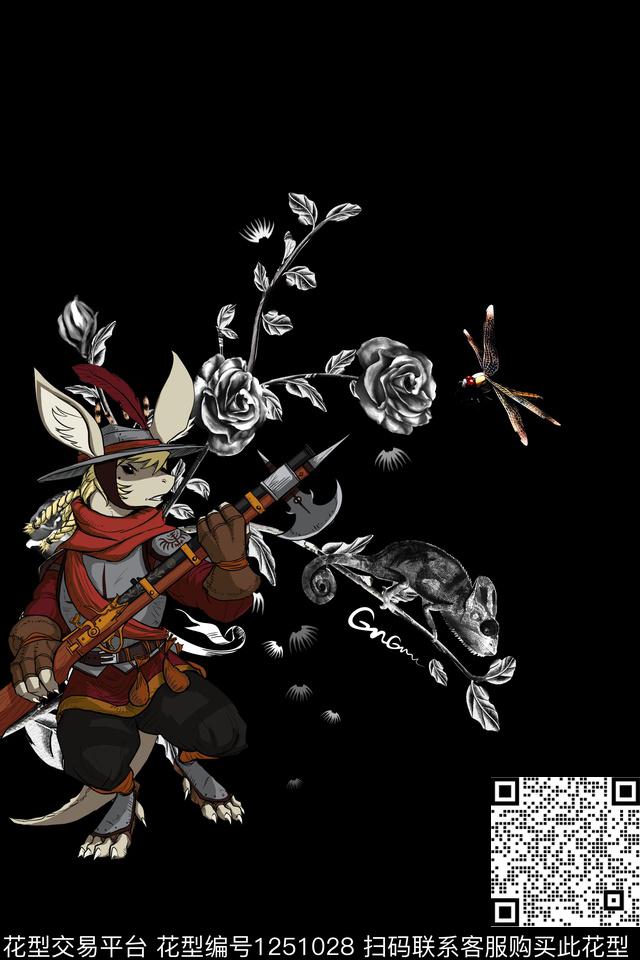 花卉蜻蜓男装数码印花华亿平台下载（图片编号: 1251028） - 瓦栏（Walan）