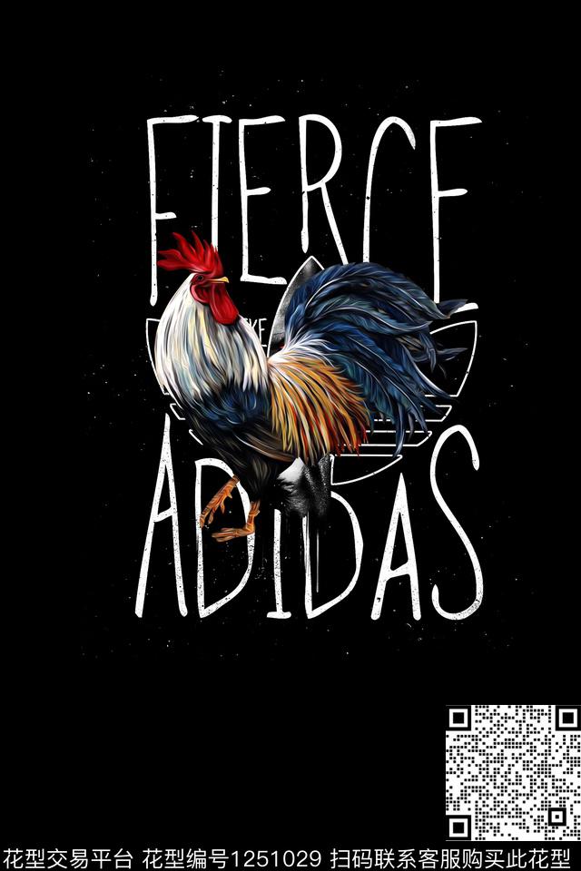 公鸡男装胸前独幅数码印花华亿平台下载（图片编号: 1251029） - 瓦栏（Walan）