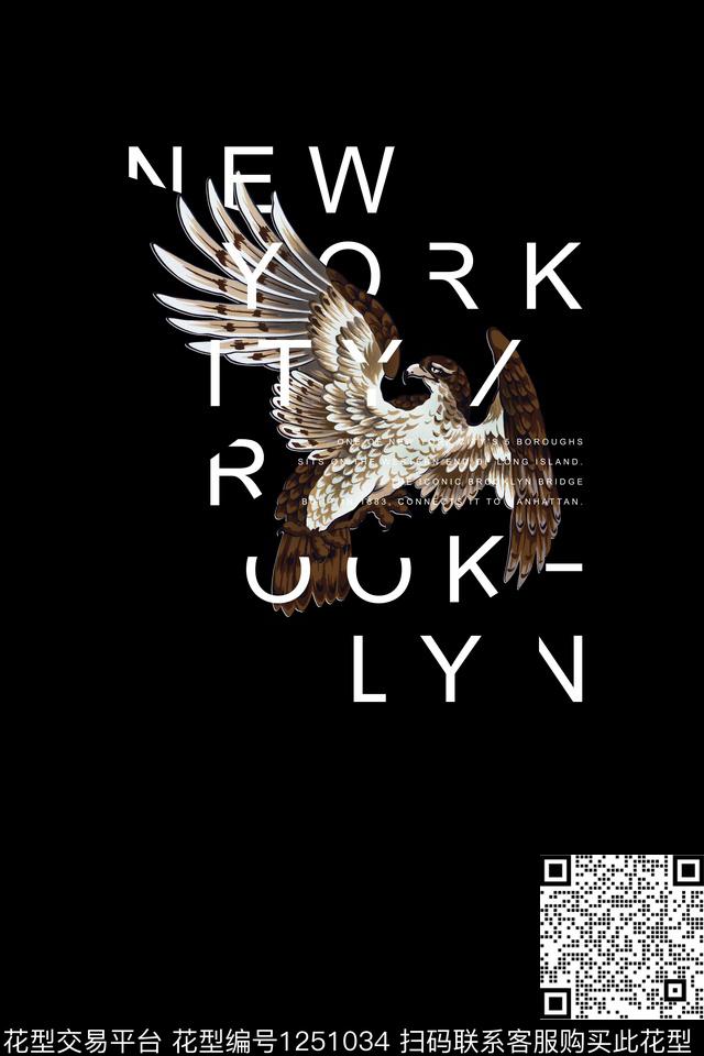 男装胸前独幅老鹰数码印花华亿平台下载（图片编号: 1251034） - 瓦栏（Walan）