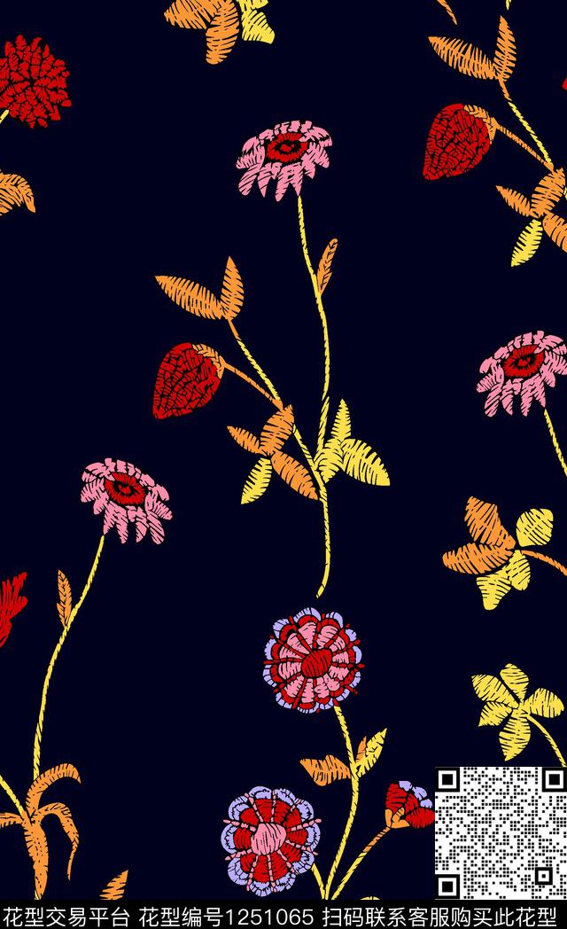 兰花小碎花花瓣传统印花华亿平台下载（图片编号: 1251065） - 瓦栏（Walan）