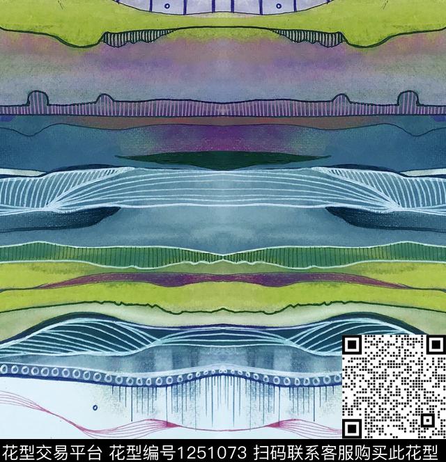 笔触流体画watrtcolor数码印花华亿平台下载（图片编号: 1251073） - 瓦栏（Walan）