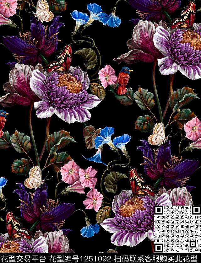 玫瑰花小碎花大牌风数码印花华亿平台下载（图片编号: 1251092） - 瓦栏（Walan）