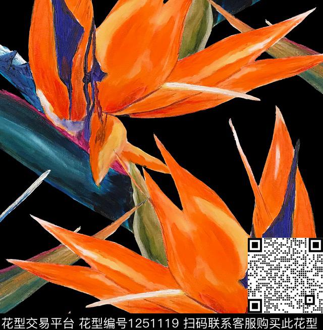 火烈鸟仙人掌棕榈树数码印花华亿平台下载（图片编号: 1251119） - 瓦栏（Walan）