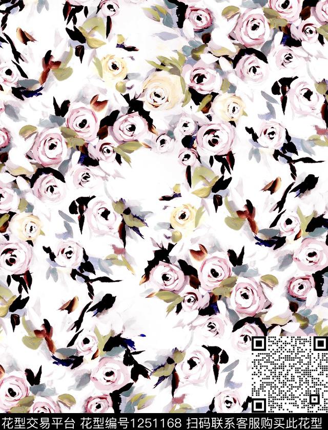 玫瑰花小碎花大牌风数码印花华亿平台下载（图片编号: 1251168） - 瓦栏（Walan）