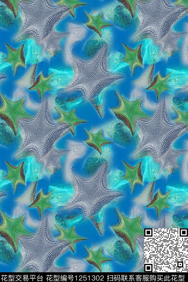 海底宝藏热带海滨度假迷彩图案数码印花华亿平台下载（图片编号: 1251302） - 瓦栏（Walan）