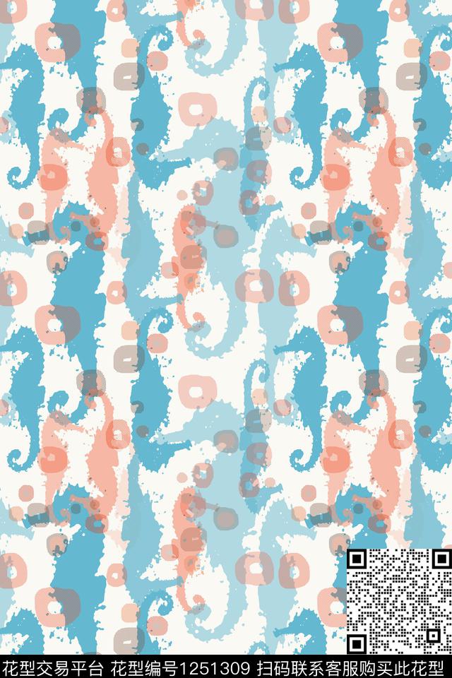 海马热带海滨度假海底宝藏传统印花华亿平台下载（图片编号: 1251309） - 瓦栏（Walan）